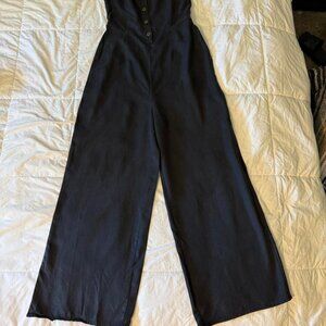 Sadie & Sage Deep Navy / Black Wide-Leg Jumpsuit Size Small